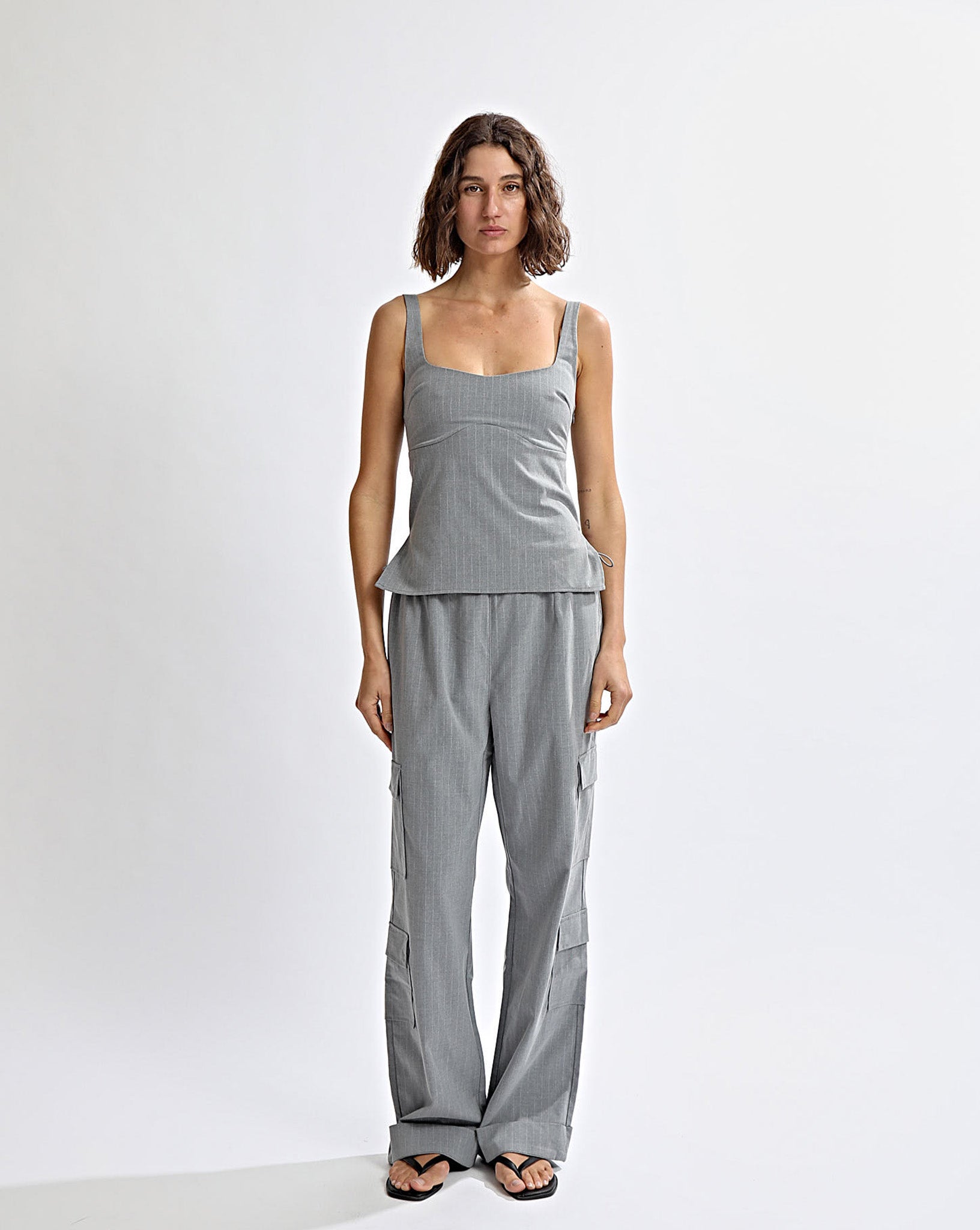 Celine Trousers Grey Stripe Cropped