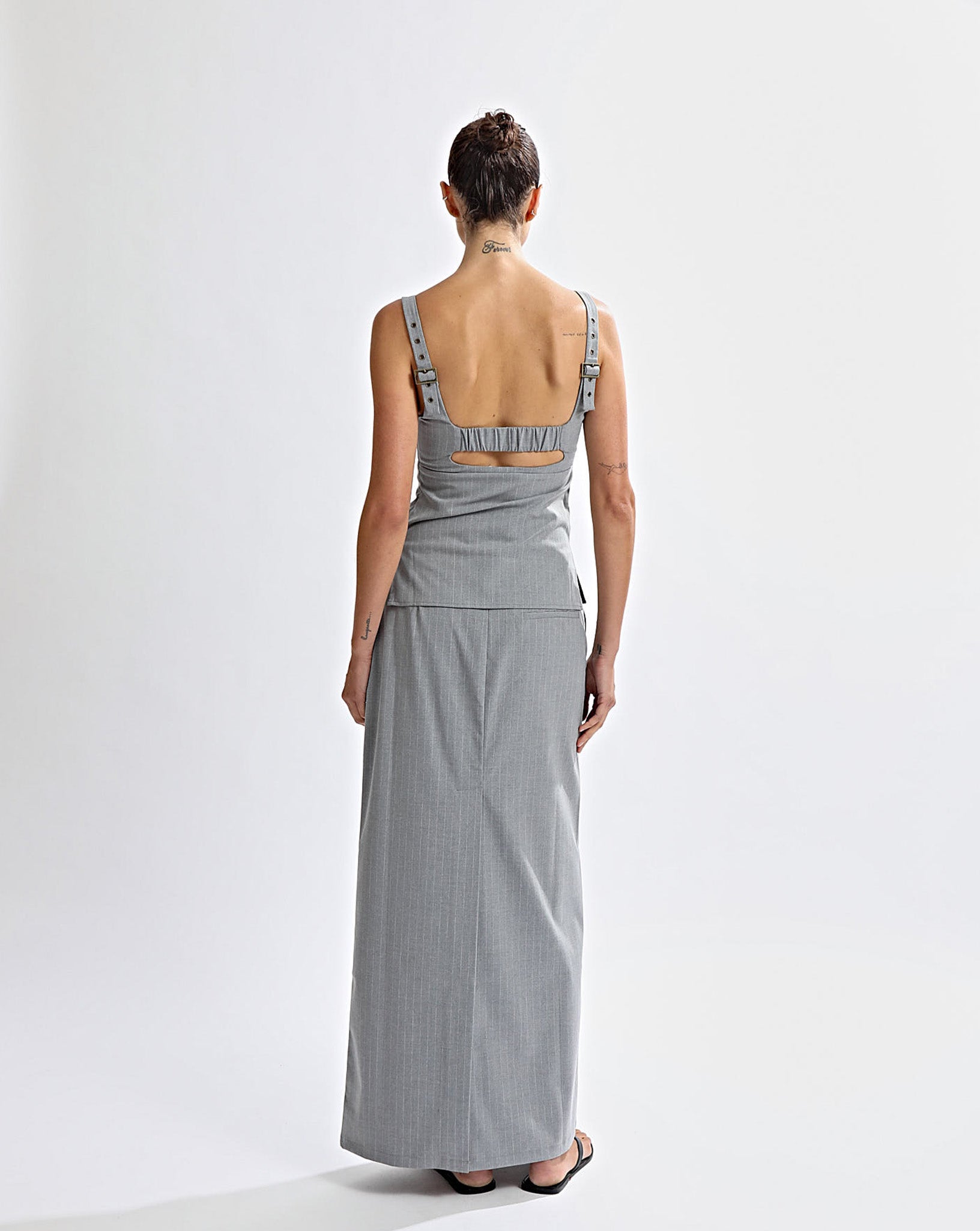 Luca Maxi Skirt Grey Stripe