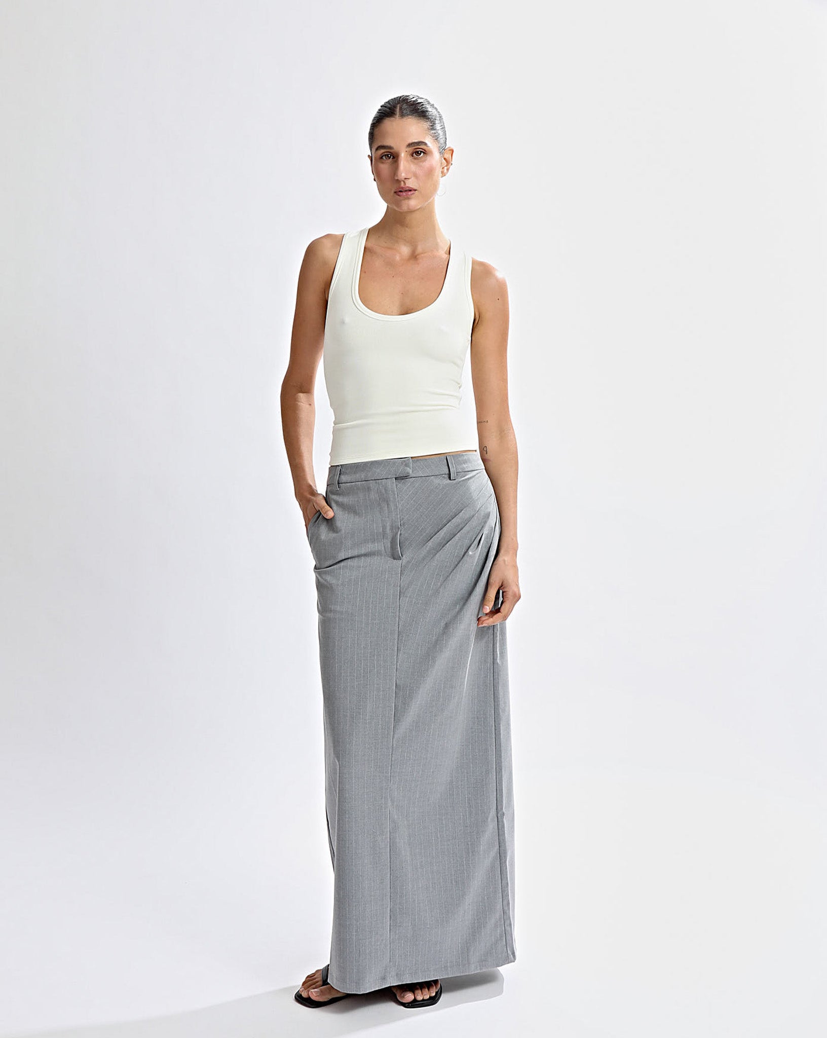 Luca Maxi Skirt Grey Stripe