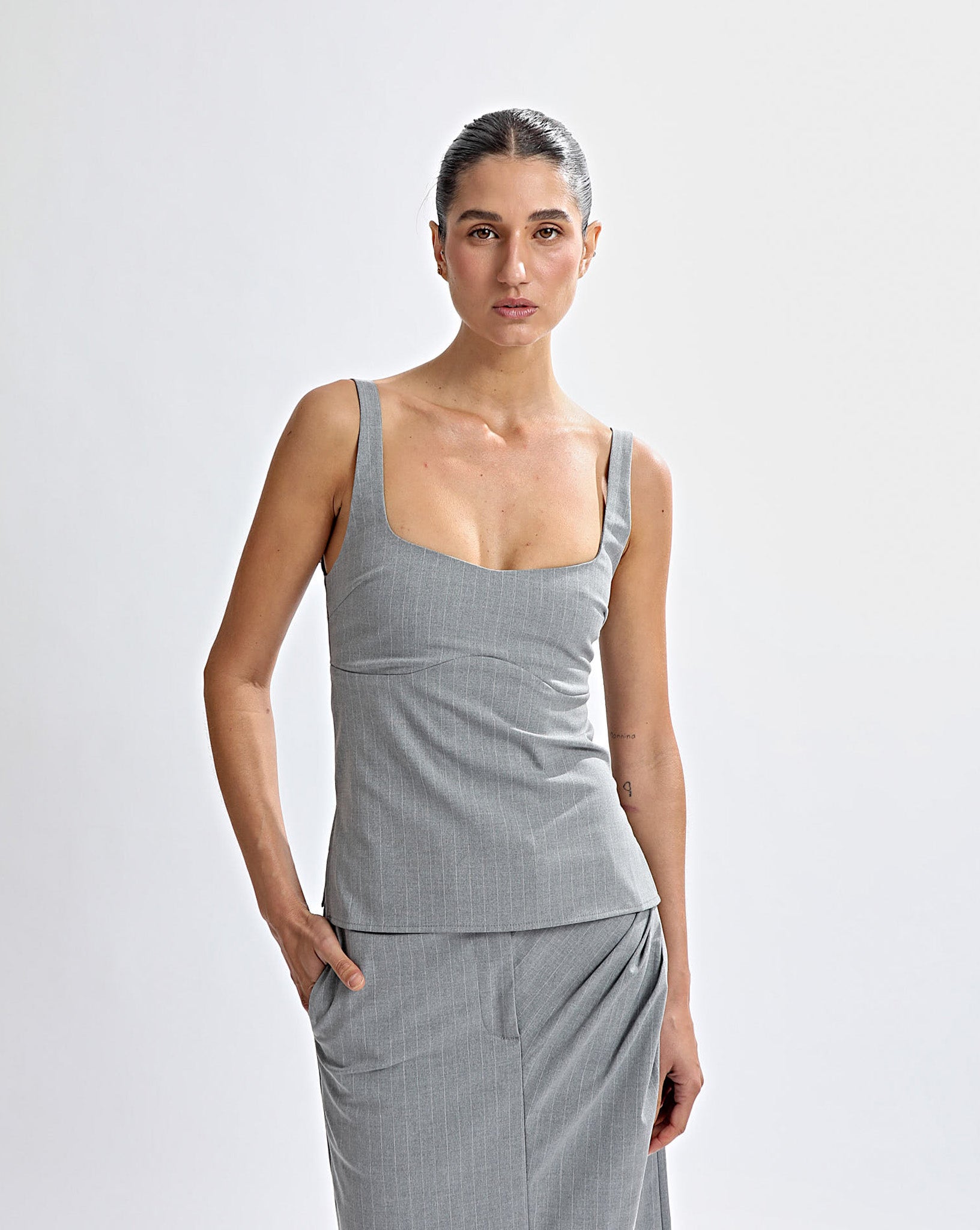 Luca Top Grey Stripe