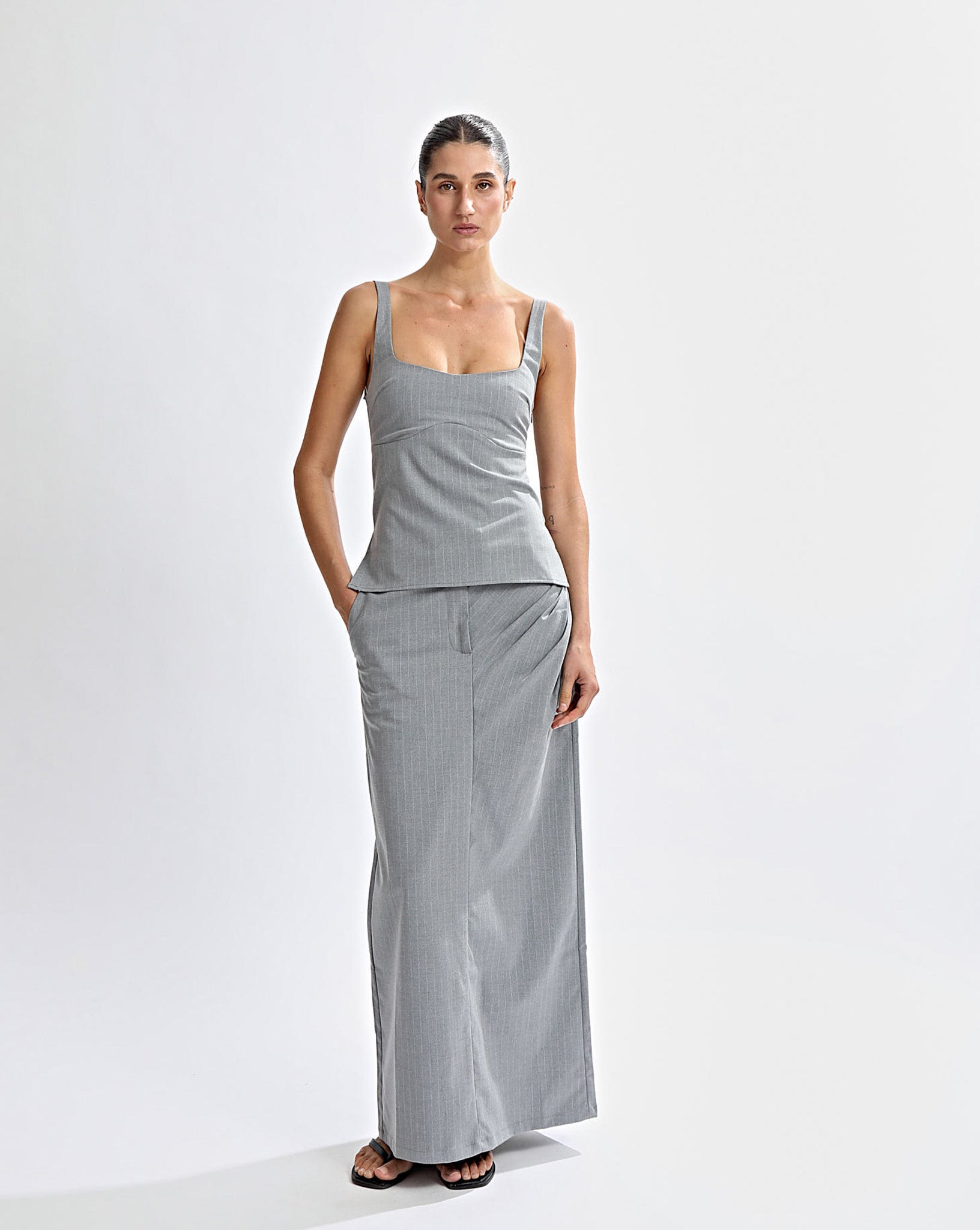 Luca Top Grey Stripe