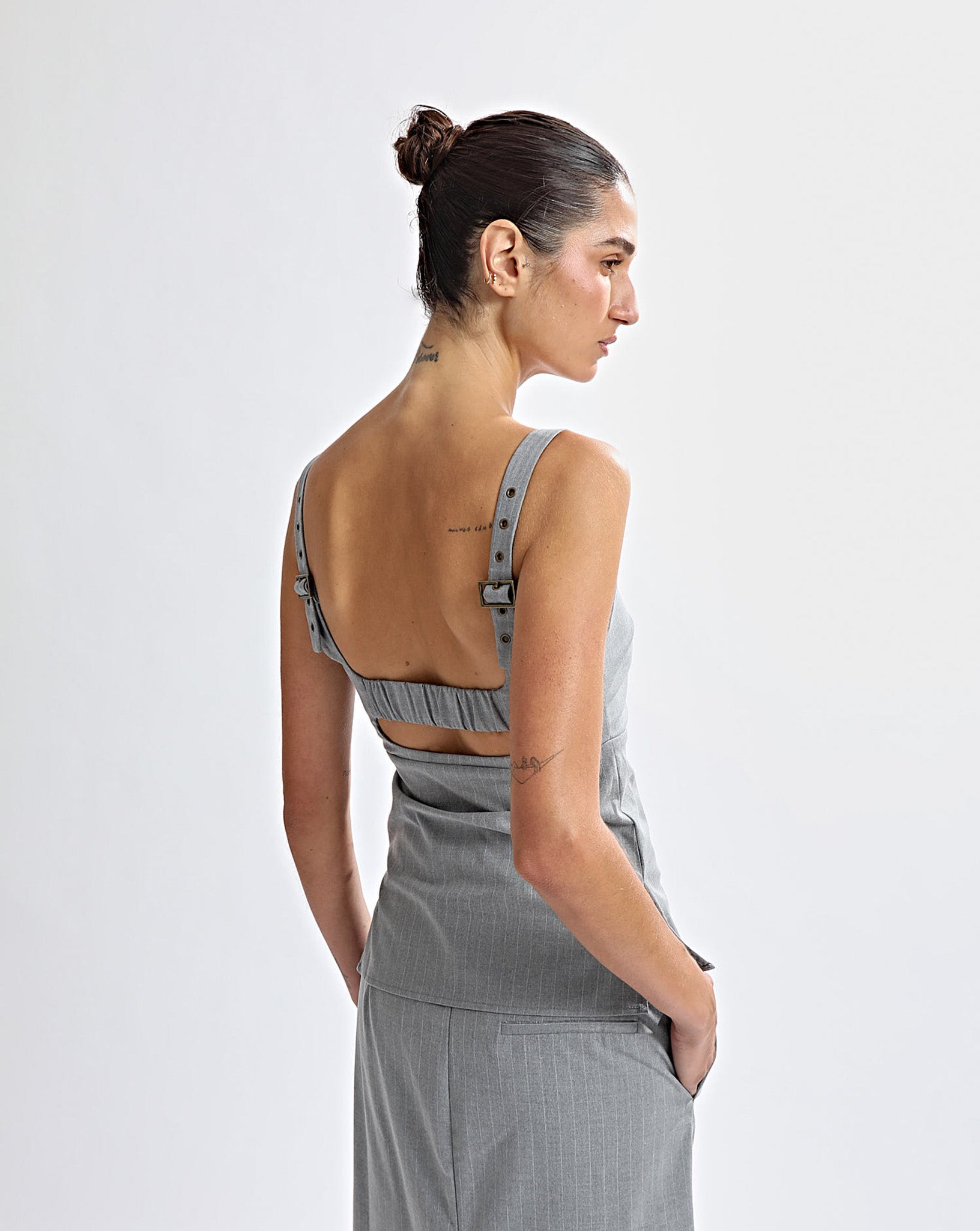 Luca Top Grey Stripe