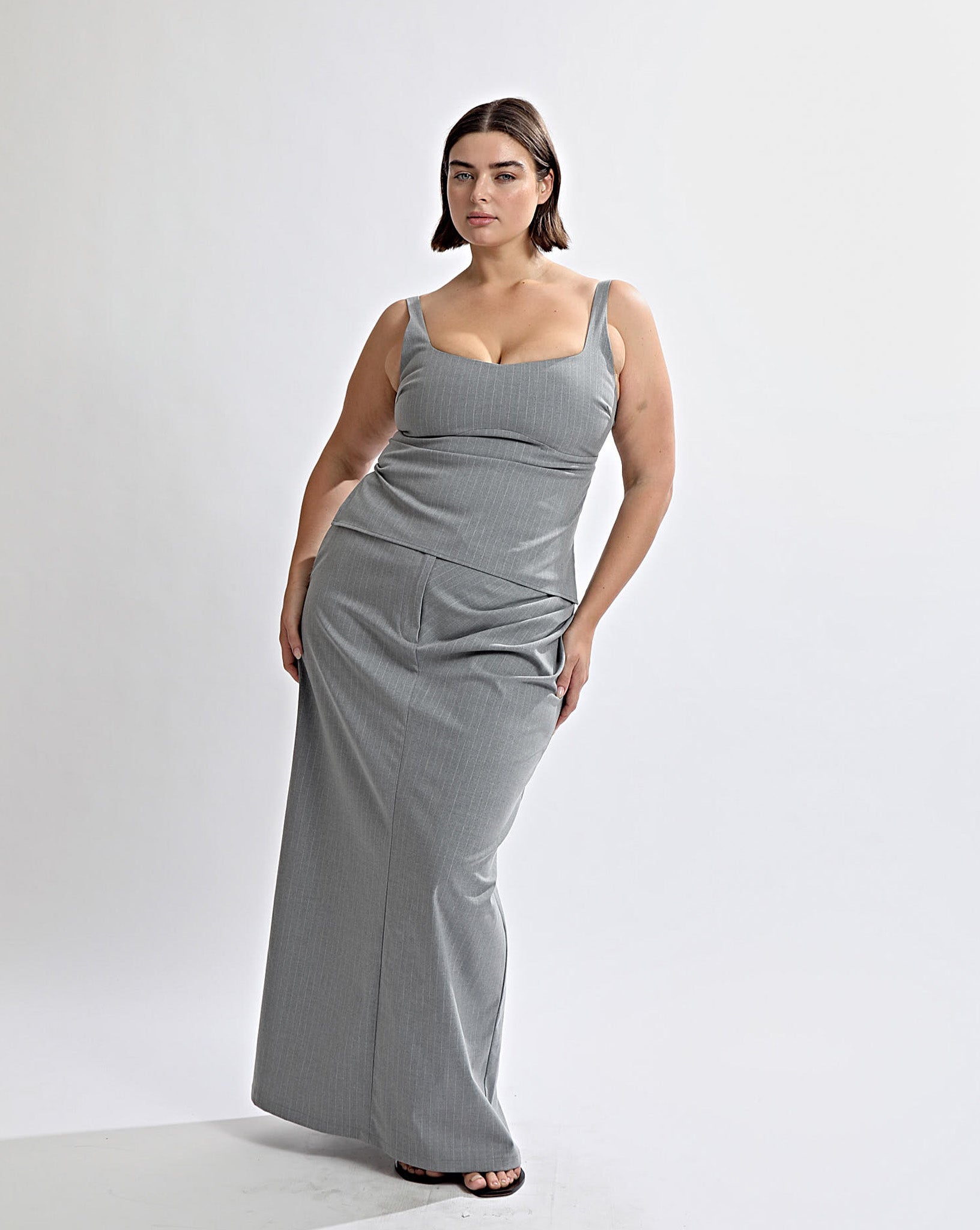 Luca Maxi Skirt Grey Stripe