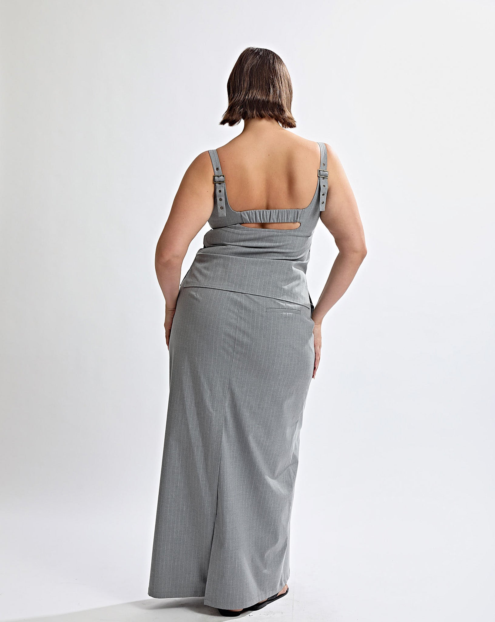 Luca Maxi Skirt Grey Stripe