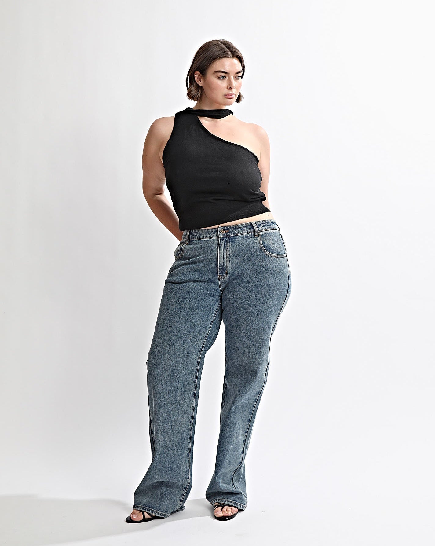 Carrie One Shoulder Top Black