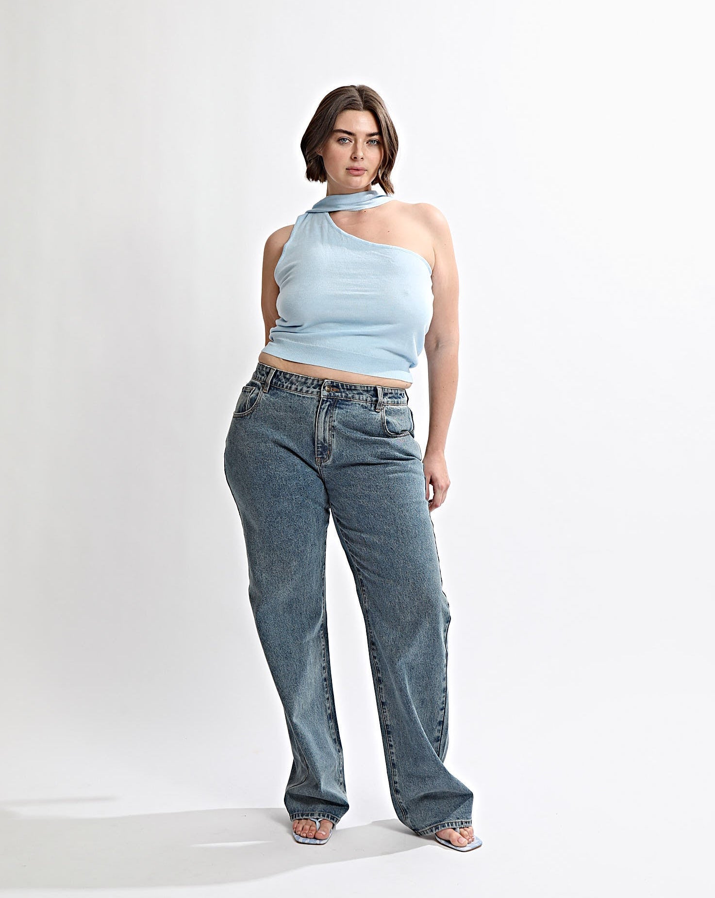 Carrie One Shoulder Top Blue