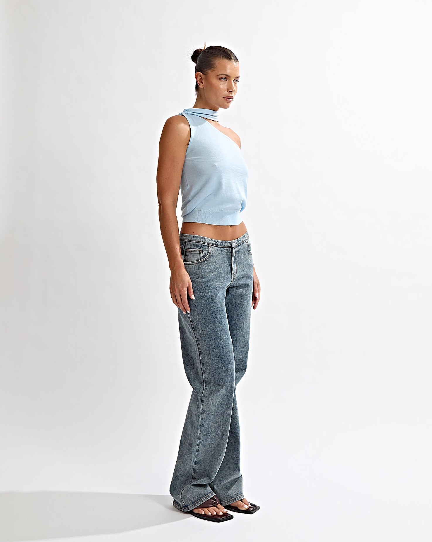 Carrie One Shoulder Top Blue