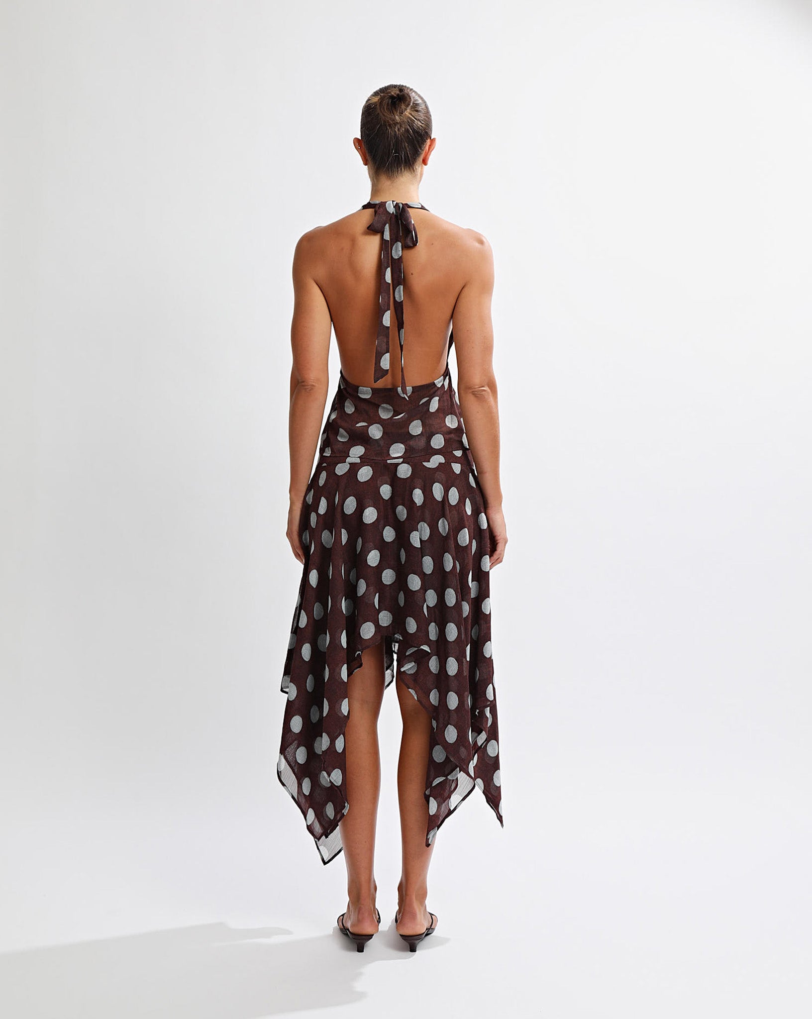 Suri Midi Skirt Brown/Blue Polka