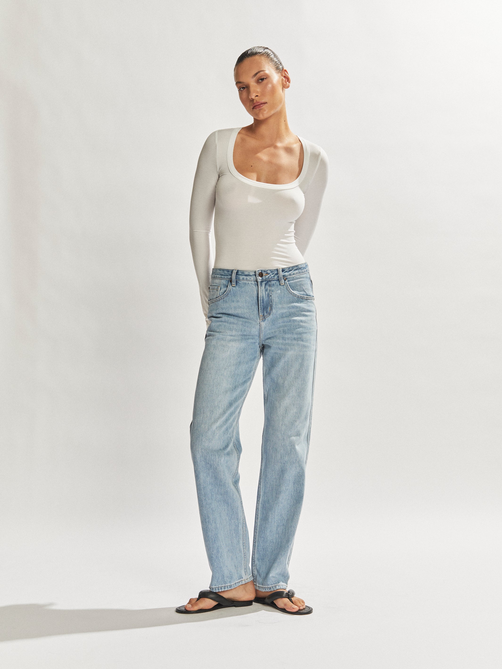 Carter Long Sleeve Top White